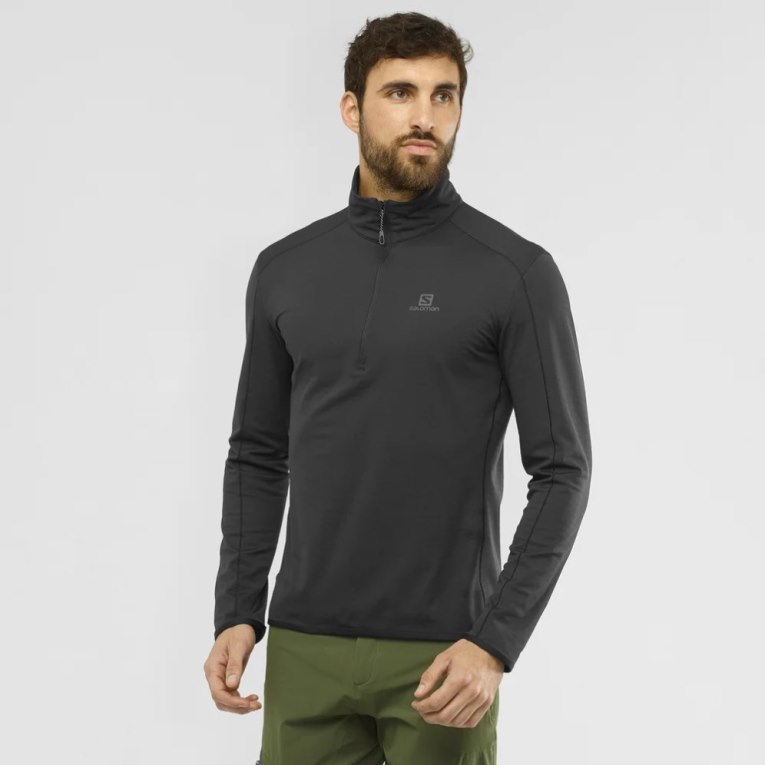 Pánské Mikiny Salomon Essential Lightwarm Half Zip Černé | CZ 70UWASO